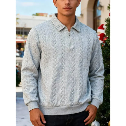 Men's Fall Winter Outfits Knitted Polo Neck Long Sleeve Sweatshirt for Daliy Wear