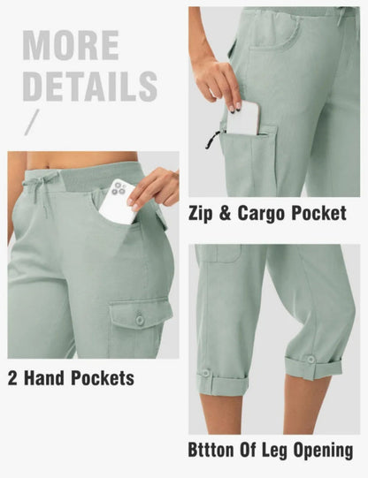 🔥Women's Cargo Capris Lightweight Hiking Pants Shorts Cropped Cotton