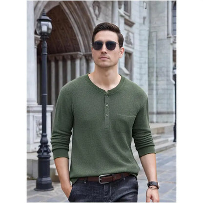 Men's Long Sleeve Waffle Henley Shirt