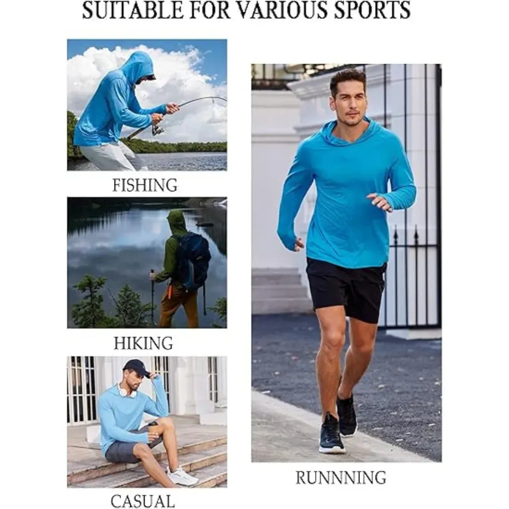 Men's Athletic Hooded Long Sleeves-Quick Dry Running Shirts