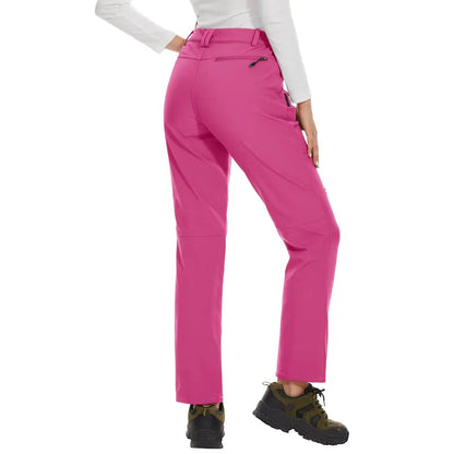 Women's Waterproof Insulated Snow Pants - Women's Clothes Fitted Cut Polyester Blend Cargo Jogger Pants with Zip,