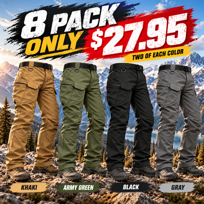 Men's Fleece-Lined Tactical Cargo Pants, Windproof Warm Work Pants with Multi-Pockets