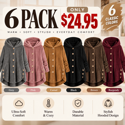 🌸Loose Plus-Size, Durable & Versatile🧥 Women's Fleece Hooded Coat