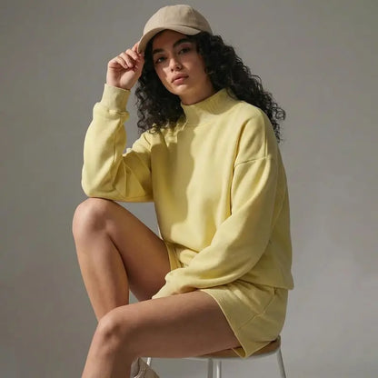Women's Mock Neck Sweatshirt Oversized Fall Outfits Fleece Lined Turtleneck Pullover