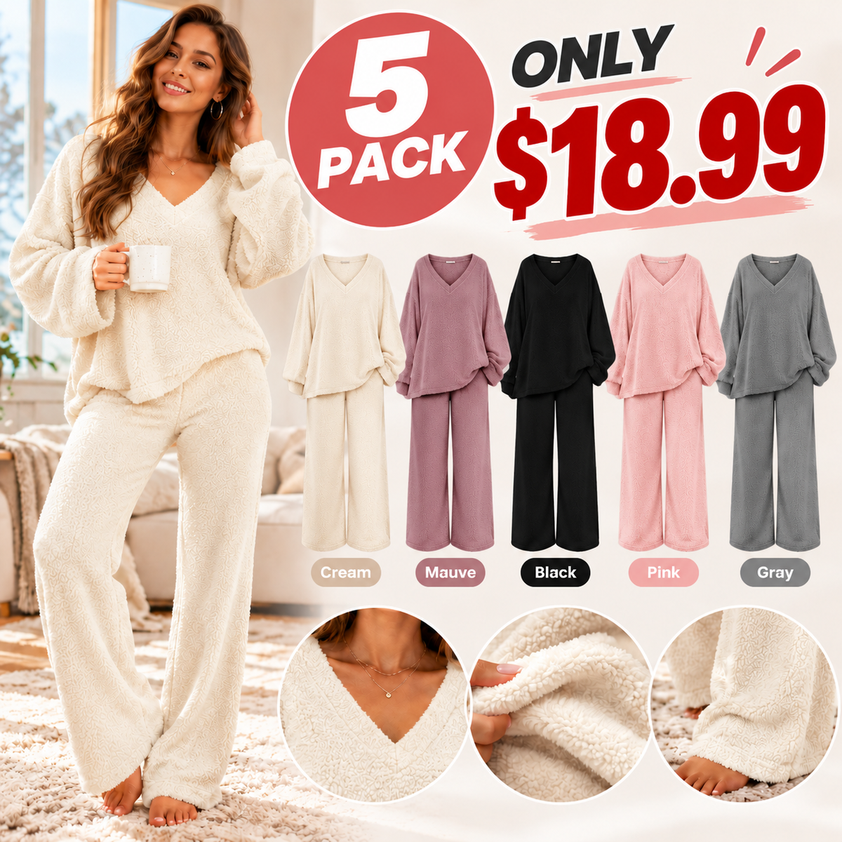 MEROKEETY Women's 2-Piece Fleece Matching Set,2 Piece Sets Women