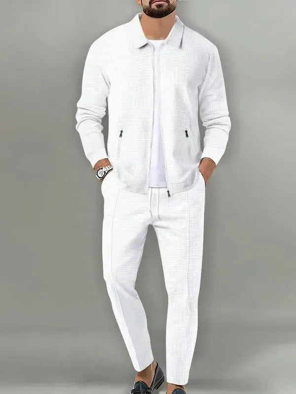 Men's 2-Piece Plain Zip-Up Jacket & Drawstring