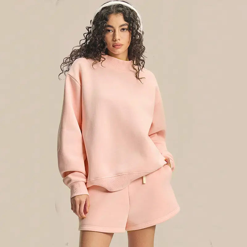 Women's Mock Neck Sweatshirt Oversized Fall Outfits Fleece Lined Turtleneck Pullover