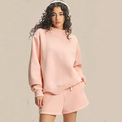 Women's Mock Neck Sweatshirt Oversized Fall Outfits Fleece Lined Turtleneck Pullover
