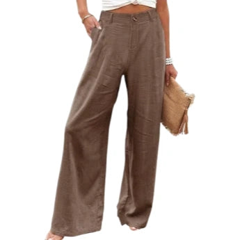 ⚡LAST 2 DAYS⚡- Women’s Casual High Waist Linen Wide Leg Trousers