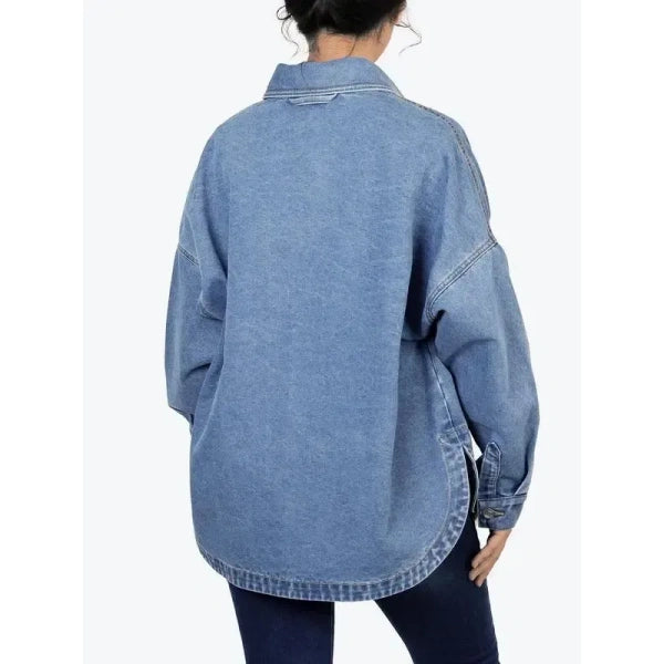Women's Solid Color Button Denim Jacket