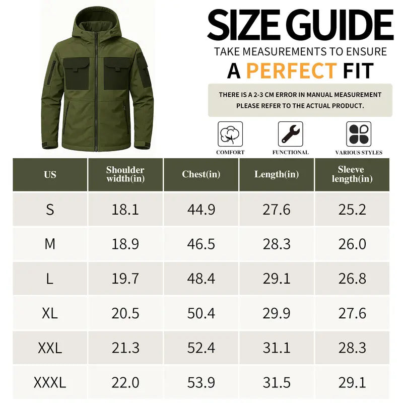 Men's Hooded Work Jacket, Waterproof & Windproof Outdoor Workwear Coat