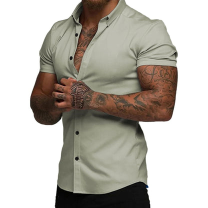 Men's slim fit stretch wrinkle-free button shirt