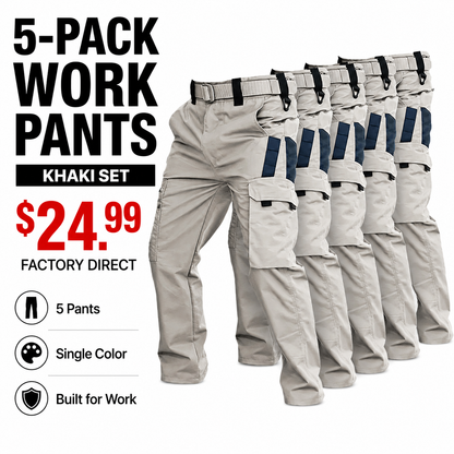 Men's Multi-Pocket Work Pants 5-Pack