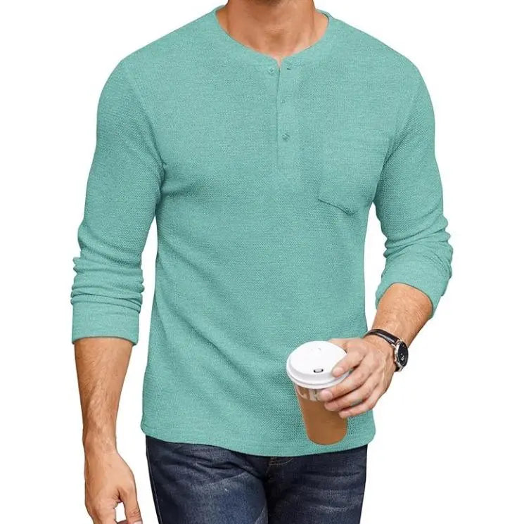 Men's Long Sleeve Waffle Henley Shirt