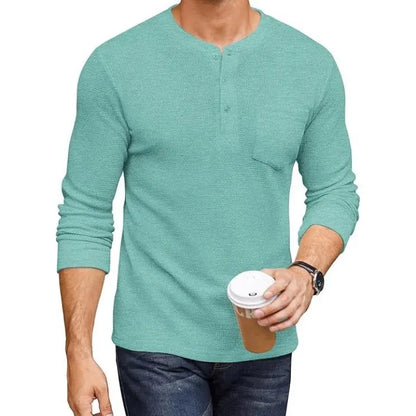 Men's Long Sleeve Waffle Henley Shirt