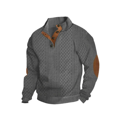 Men's Jacquard Stand Collar Henley Shirt
