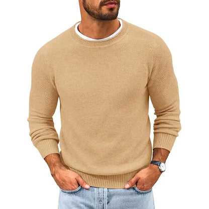 Mens Crewneck Sweater Casual Textured Knitted Thermal Pullover Sweaters