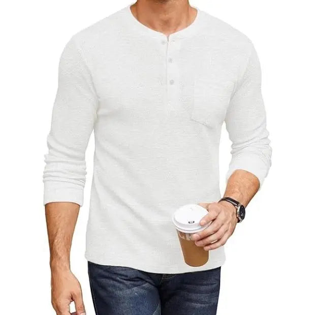 Men's Long Sleeve Waffle Henley Shirt