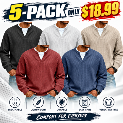 Timeless Comfort | Men's Textured Waffle Layered-Look Long-Sleeve Tee