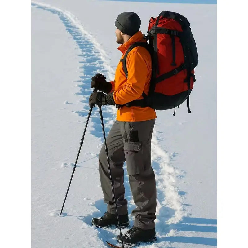 Men's Fleece Lined Work Pants, Warm Windproof Tactical Cargo Pants with Multi-Pockets
