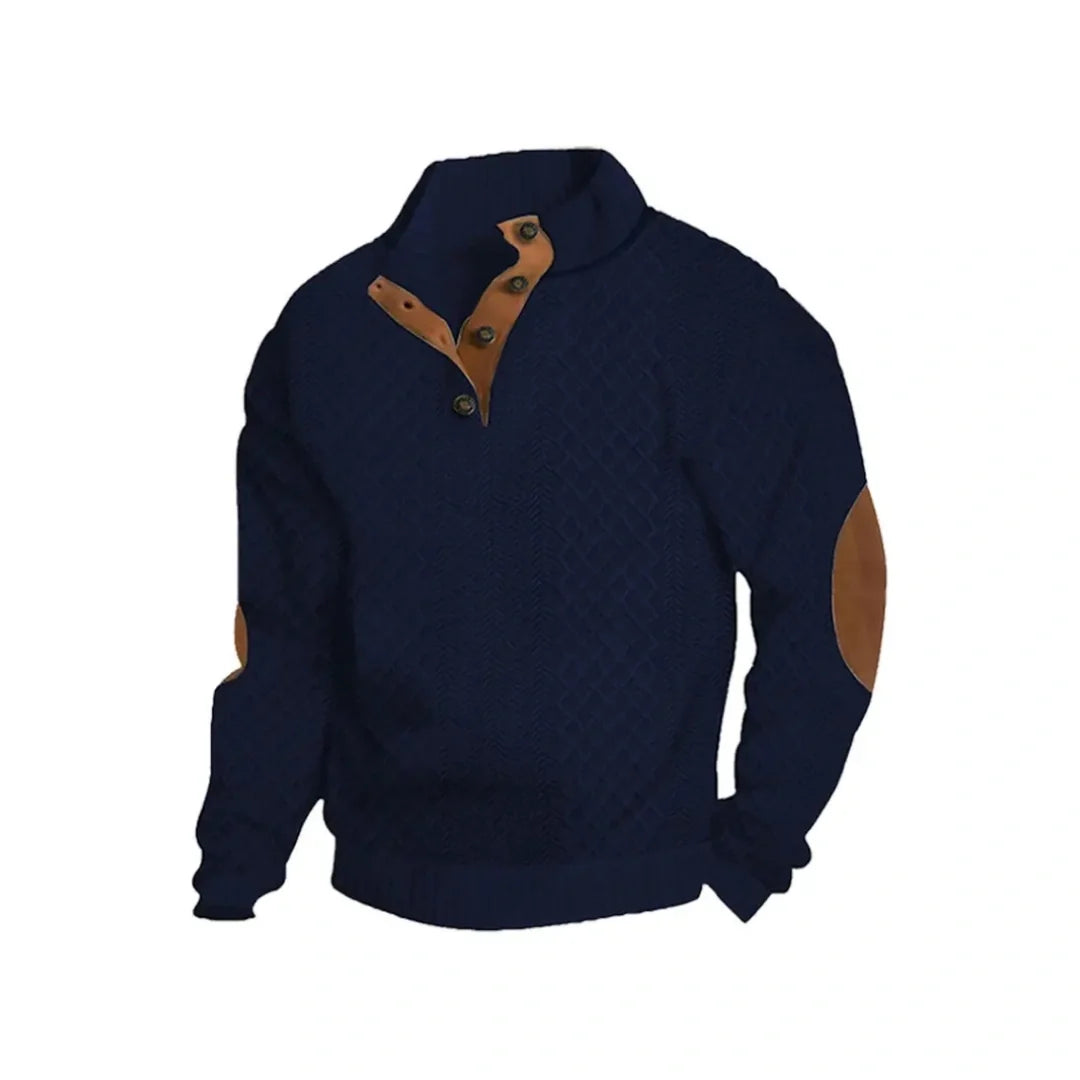 Men's Jacquard Stand Collar Henley Shirt