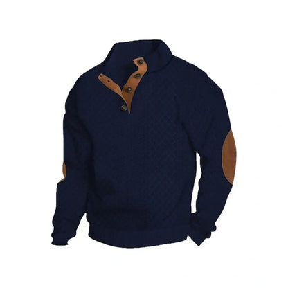 Men's Jacquard Stand Collar Henley Shirt