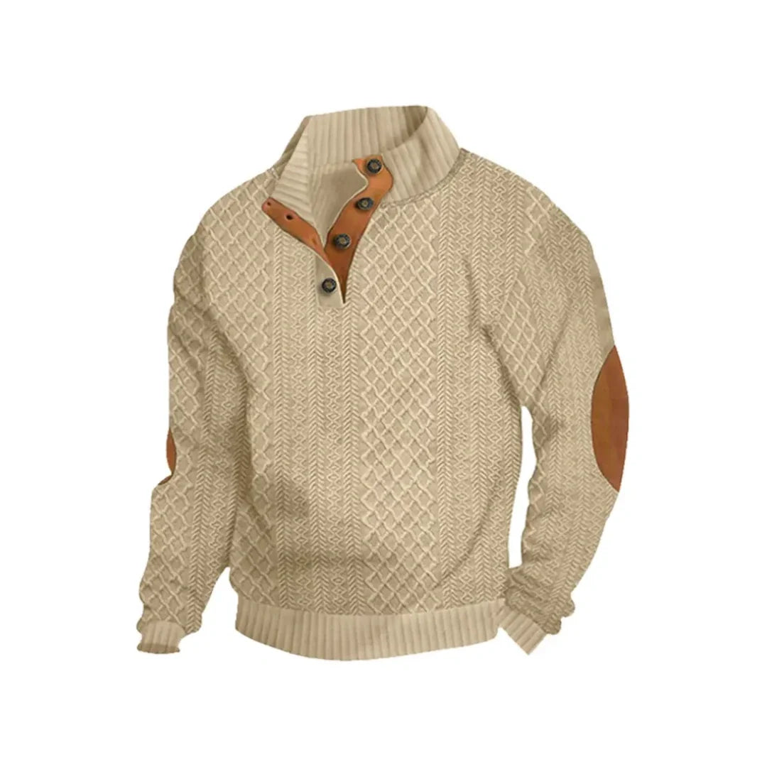 Men's Jacquard Stand Collar Henley Shirt