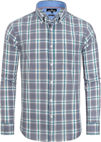 Clearance sale! Men's Plaid Button Down Shirts Cotton Long Sleeve Dress Shirts Regular Fit Gingham Shirts