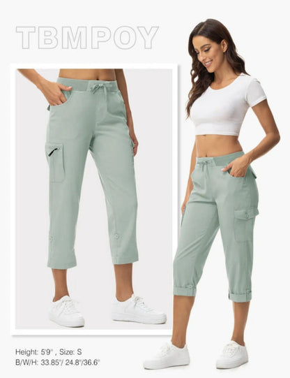 🔥Women's Cargo Capris Lightweight Hiking Pants Shorts Cropped Cotton
