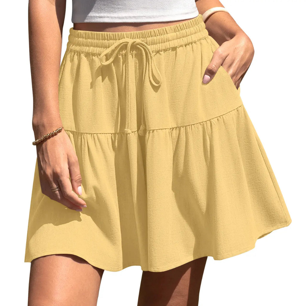 ✨Womens Linen Blend Wide Leg Flowy Culotte Shorts Drawstring Loose Fit Summer Casual Lightweight Comfy Vacation Wear☀️