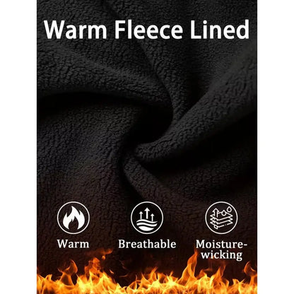 Men's Fleece Lined Work Pants, Warm Windproof Tactical Cargo Pants with Multi-Pockets