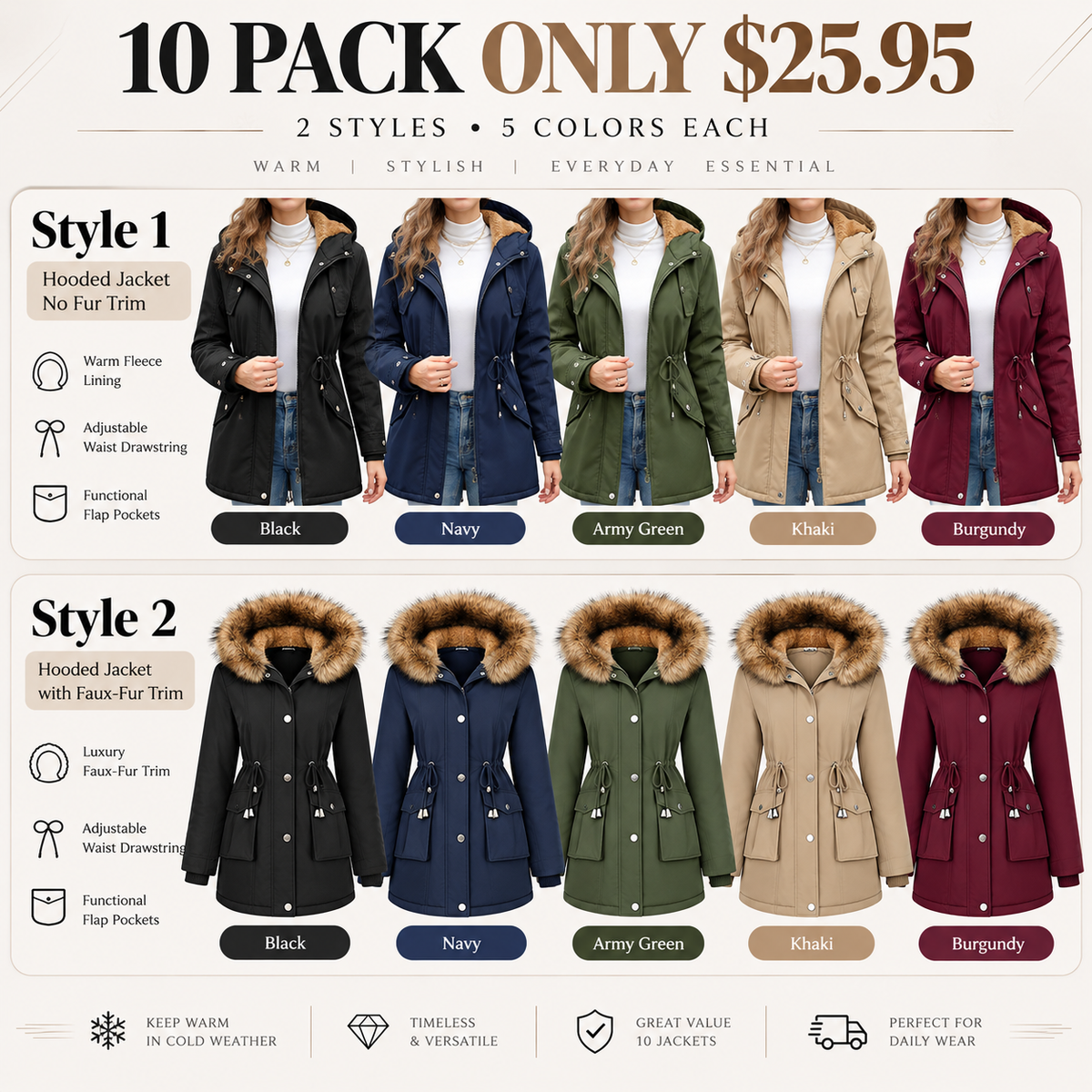 🔥Limited Hot Sale 50% OFF🎁🧥3-in-1 Plaid Waterproof Jacket for Women– Rain, Wind & Cold, All Covered