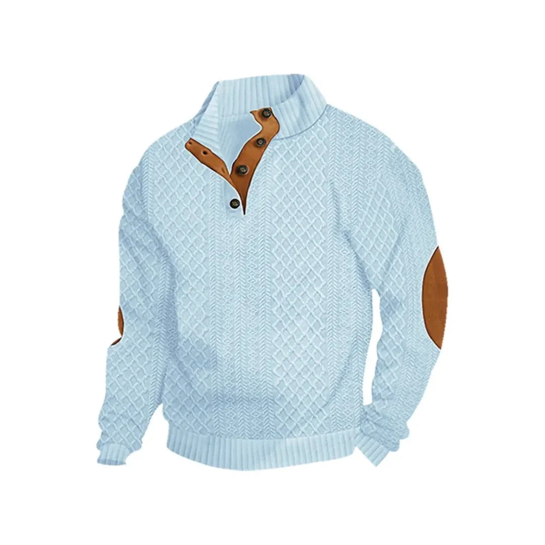 Men's Jacquard Stand Collar Henley Shirt