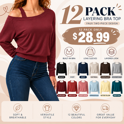 Women's Heat-Tech Multi-Wear Layering Bra Top - Long-Sleeves Minimalist Design