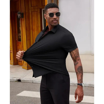 Men's slim fit stretch wrinkle-free button shirt