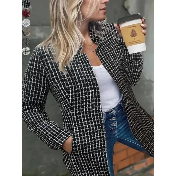 Women's Solid Color Pocket Long Sleeve Front Open Coat
