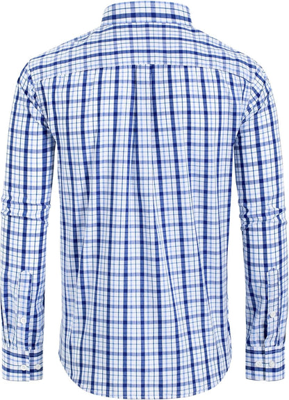 Clearance sale! Men's Plaid Button Down Shirts Cotton Long Sleeve Dress Shirts Regular Fit Gingham Shirts