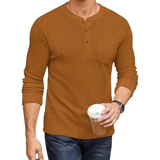 Men's Long Sleeve Waffle Henley Shirt