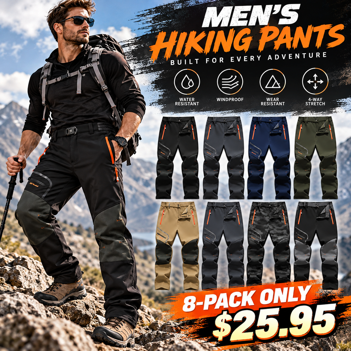 🔥 8-PACK ONLY $25.95 | Fleece-Lined Waterproof Thermal Pants – Stay Warm All Winter!