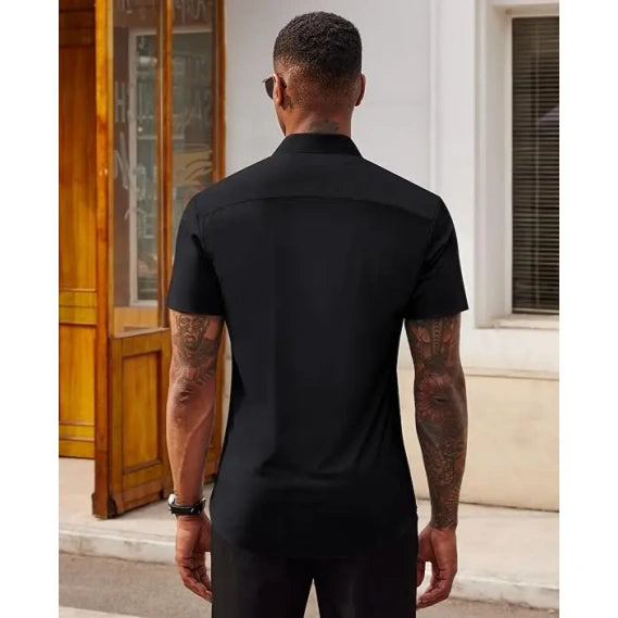Men's slim fit stretch wrinkle-free button shirt