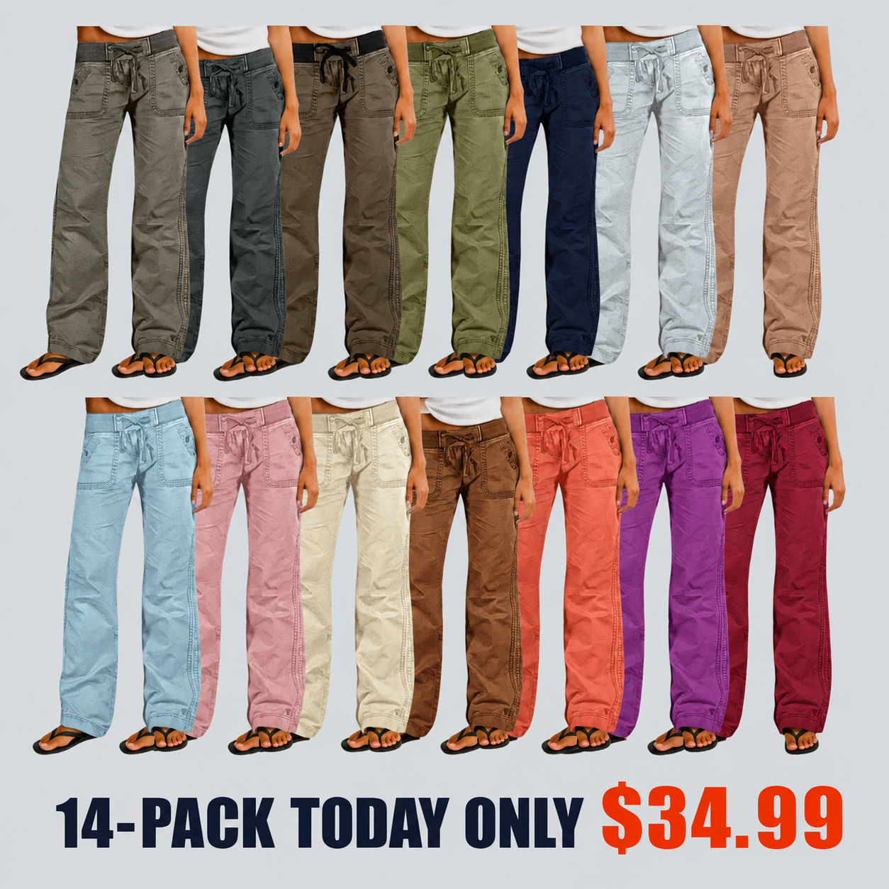 ⚡FINAL SALE⚡- 8 PACK WOMEN`S HIGH STRETCH MID RISE STRAIGHT PANTS