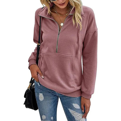 Women's Casual Long Sleeve Lapel Zipper Sweatshirt