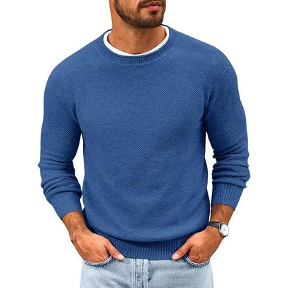 Mens Crewneck Sweater Casual Textured Knitted Thermal Pullover Sweaters