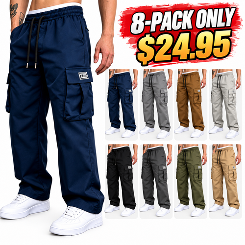 Men’s Stretch Cotton Loose-Fit Drawstring Pants – Comfortable Everyday Casual Trousers with Functional Pockets