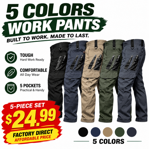 Men's Multi-Pocket Work Pants 5-Pack