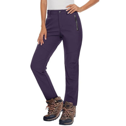 Women's Waterproof Insulated Snow Pants - Women's Clothes Fitted Cut Polyester Blend Cargo Jogger Pants with Zip,