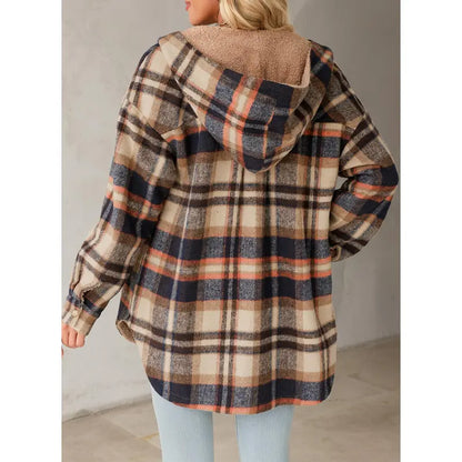 Women's Flannel Hooded Plaid 2026 Shacket Thick