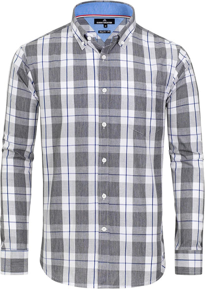 Clearance sale! Men's Plaid Button Down Shirts Cotton Long Sleeve Dress Shirts Regular Fit Gingham Shirts