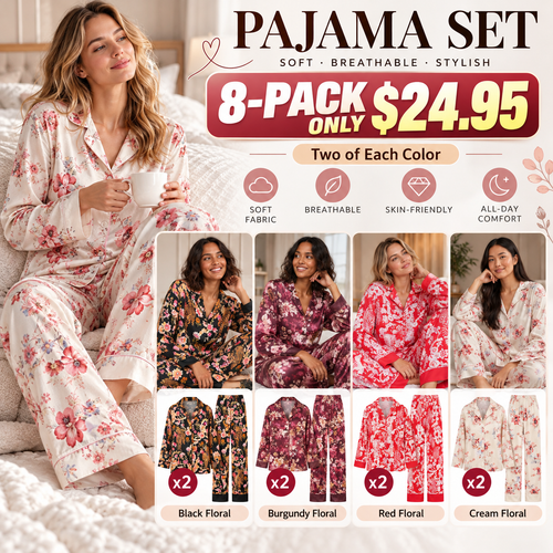 Women's Fall Loungewear Set：Stripe/Plaid/Stripe Print Long Sleeve Lapel Button Tops Long Pants Fall