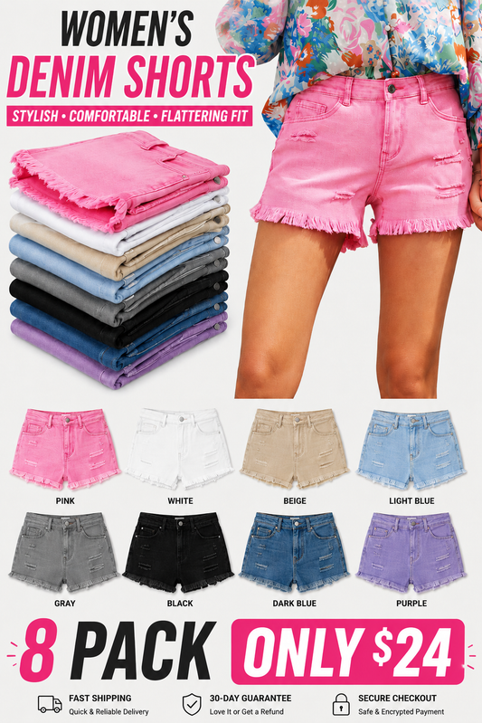 ✨Women's Casual Mid Rise Denim Shorts 👖